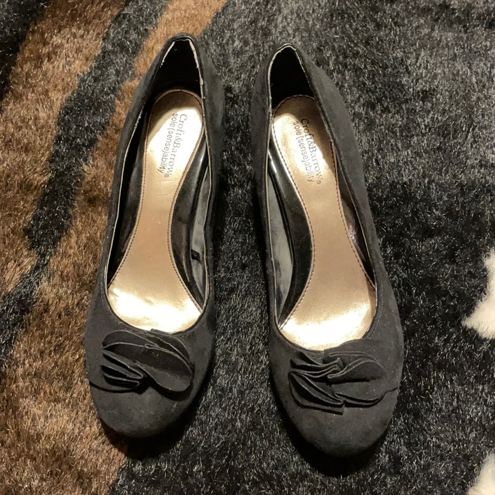 Croft & barrow sole sensibility black suede pumps 6.5